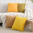 JELLYMONI Velvet Pillow Covers Set Of 4 – 16x16 Inch Champagne Square Covers For Sofa & Bed