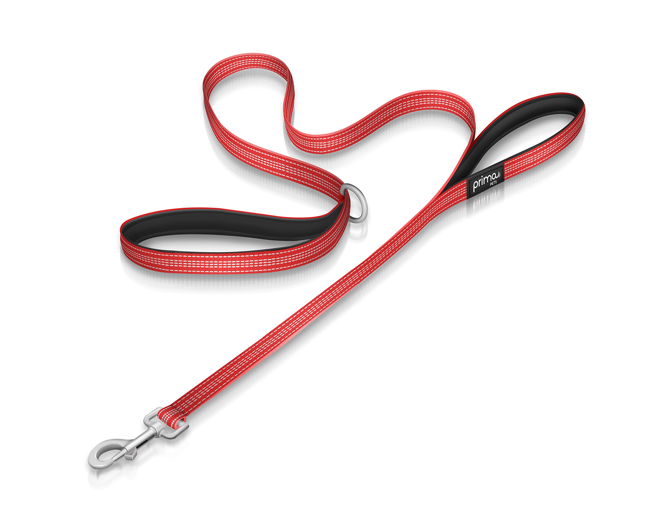Reflective 120 cm Nylon Dog Lead with Padded Double Handles, Heavy Duty with Thick Neoprene Dual Handles for Control Safety Training Durable Traffic Handle, 2 Handles (SMALL – 1.5 cm Width, RED)
