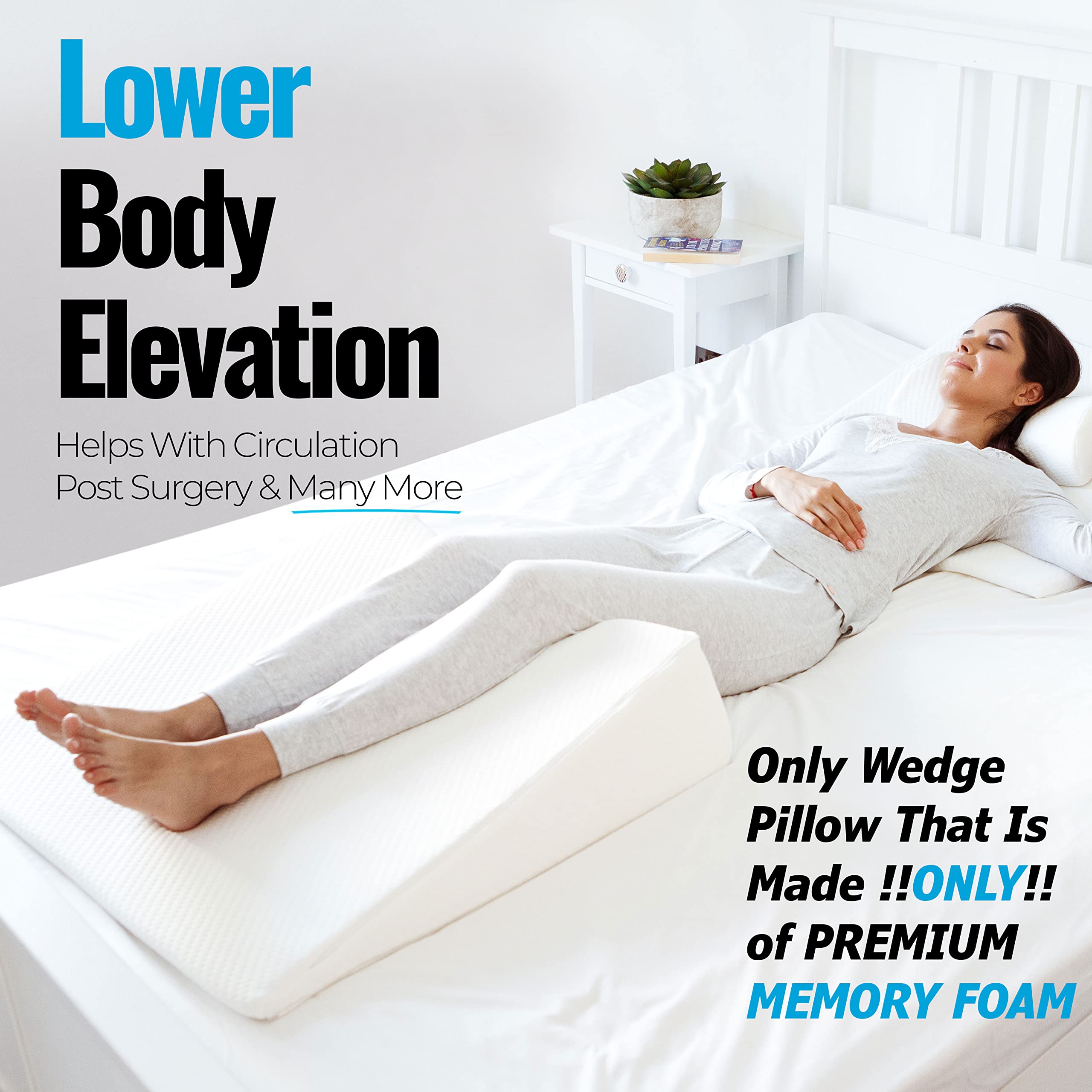 Bed Wedge Pillow for Sleeping- Whole Memory Foam 3-in-1 Technology Elevation Adjustable Wedge Pillow for Sleeping Reflux Reading Snoring – Pregnancy Triangle Pillow Support Body Back Neck Legs…