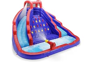 PLAYVIBE Inflatable Water Slide| Water Bounce House Waterslide for Backyard, Kids and Adults | Inflatable Water Park with Air Pump & Carrying Case