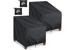 Kipiea 600D Patio Chair Covers Waterproof Winter 2 Pack - Heavy Duty Lawn Outdoor Furniture Chair Covers with Anti UV and No 