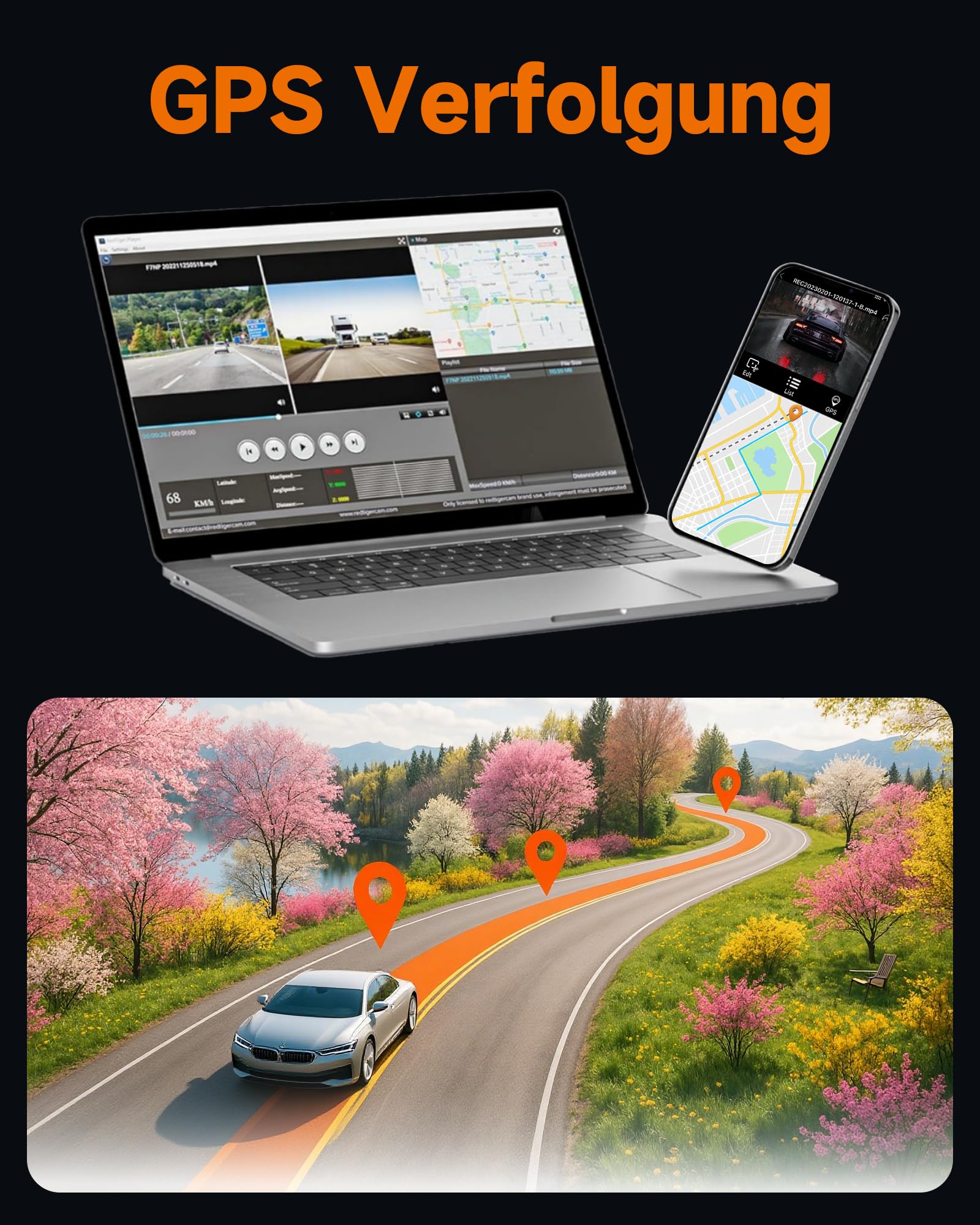 HUPEJOS 360° Dashcam Auto Vorne Hinten 4 Kanal Dash Cam Auto Kamera FHD 1080Px4,4×150° Weitwinkel,WDR-Nachtsicht (8 IR-LEDs), 3,18" IPS Display, G-Sensor,WiFi GPS,24/7 Parkmodus, 64GB SD-Karte 6