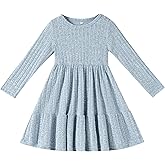 Kionio Toddler Baby Girl Long Sleeve Dress Girls Knit Sweater Dresses Tiered Kids Swing Holiday Clothes Fall Winter