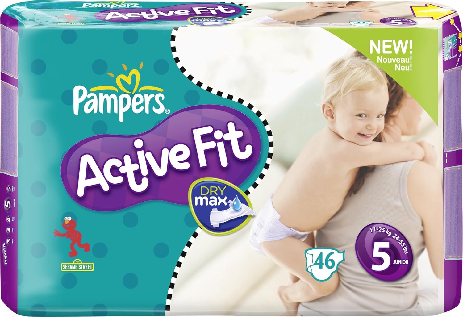 Pampers Active Fit Size 5 Junior Nappies 2 x Economy Packs of 46 (92