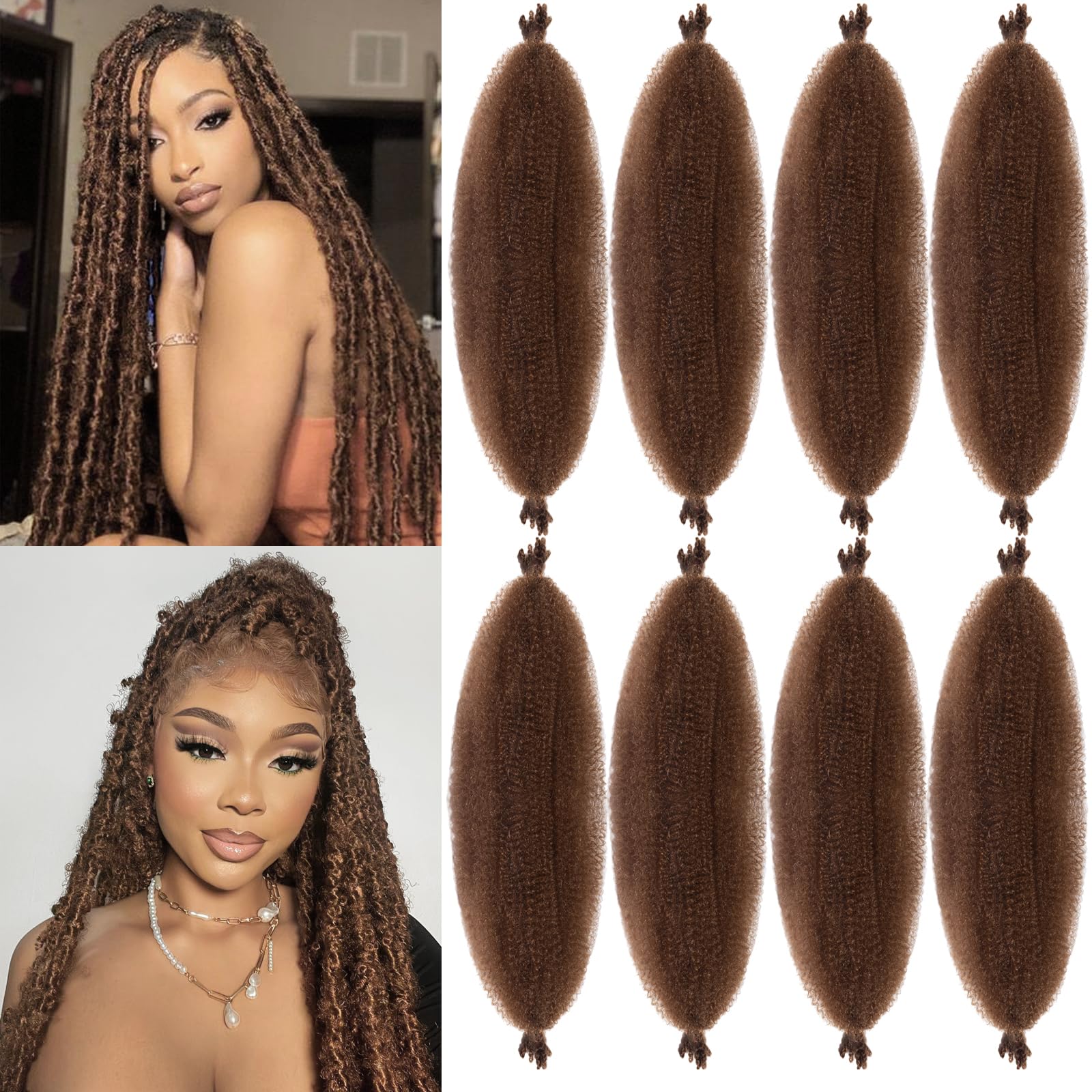 Springy Afro Twist Hair 24 inch 8Packs Pre Fluffed Marley Twist Braiding Hair Spring Twist Hair Wrapping Hair for Soft Locs Hair Extensions (30#, 24 inch(8Packs)) â image 1