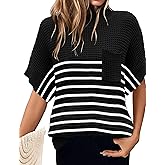 Women 2026 Sweater Vest Mock Neck Batwing Short Sleeve Oversized Ribbed Knit Tops Fall Pullover Sweater S-XXL
