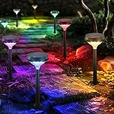 Linkind Solar Pathway Lights 8 Pack, Color Changing Solar Lights Outdoor Waterproof, Multicolor/Warm White/Cool White Solar Lights for Walkway Yard Garden Landscape