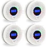 Kesymo 4Pack Upgraded Interlinked Smoke Carbon Monoxide Detector, Battery Powered&Wireless Interconnected Smoke and CO Alarm, Transmission Range of Over 820 ft (Includes Battery)