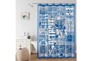 DKEAQZ Blue Football Shower Curtain 60x72 Inch, Football Style Gifts for Team Lovers, Sports Shower Curtain Home Bathroom Decor with Hooks