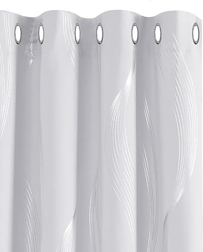 Deconovo Curtains Living Room 90 Inch Drop Silver Grey Two Panels 66 x 90