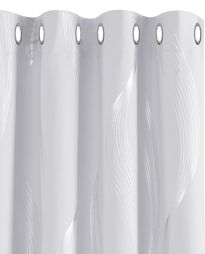 Deconovo Curtains Living Room 90 Inch Drop Silver Grey Two Panels 66 x 90