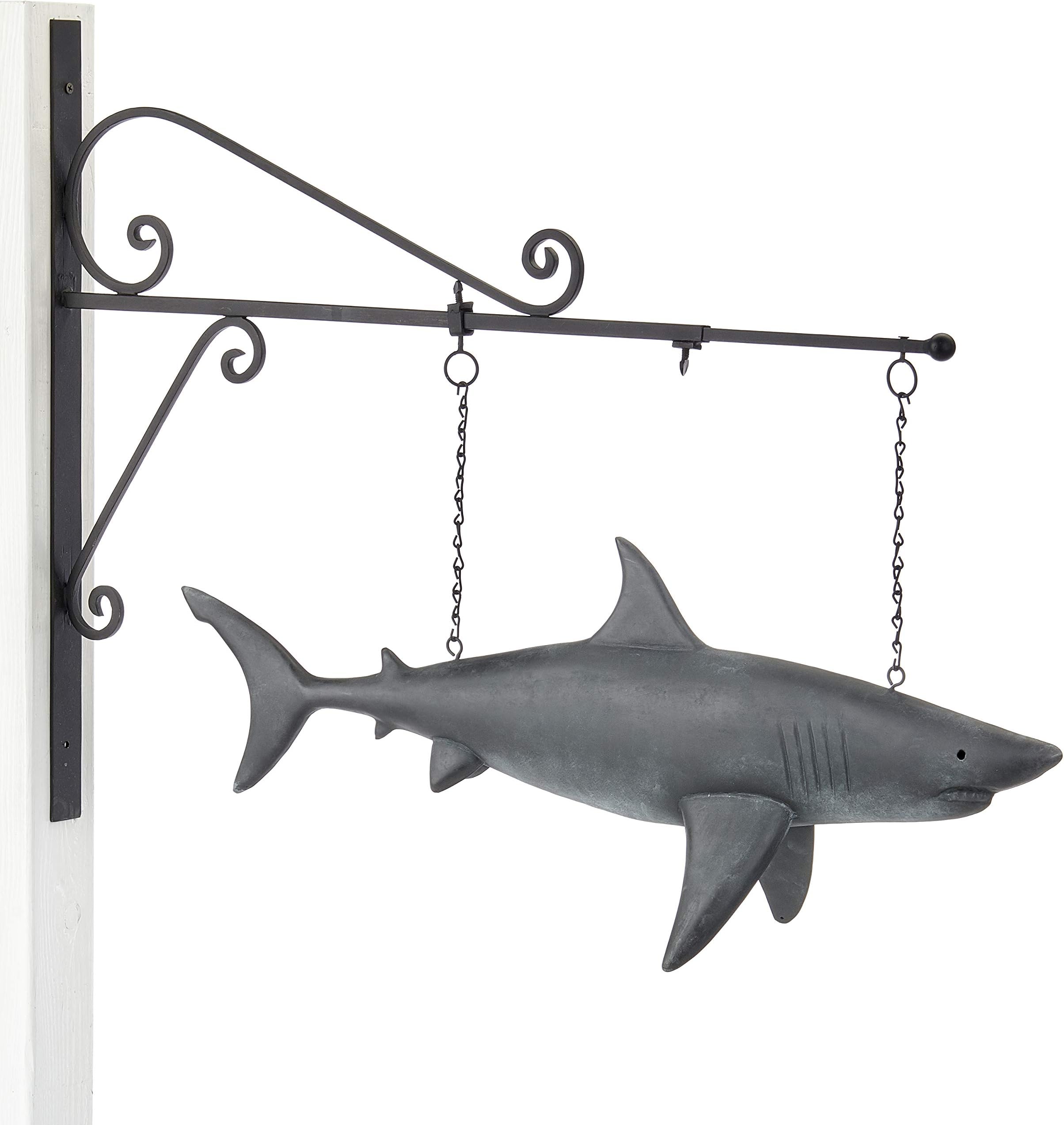 Good Directions 965GRYH Shark Hanging Wall Sculpture, Pure Copper Hand Finished Grey Patina