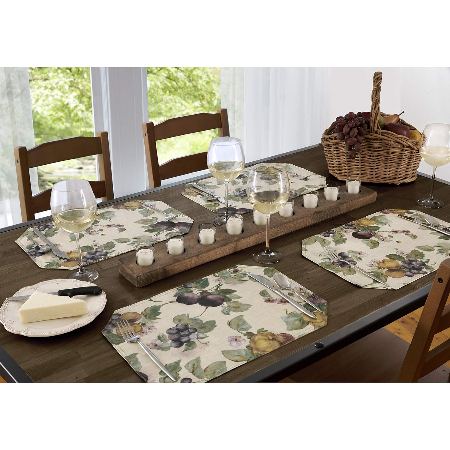 EVERYDAY LUXURIES Fresco Fruit Vinyl Placemats Kitchen Set of 4 Place