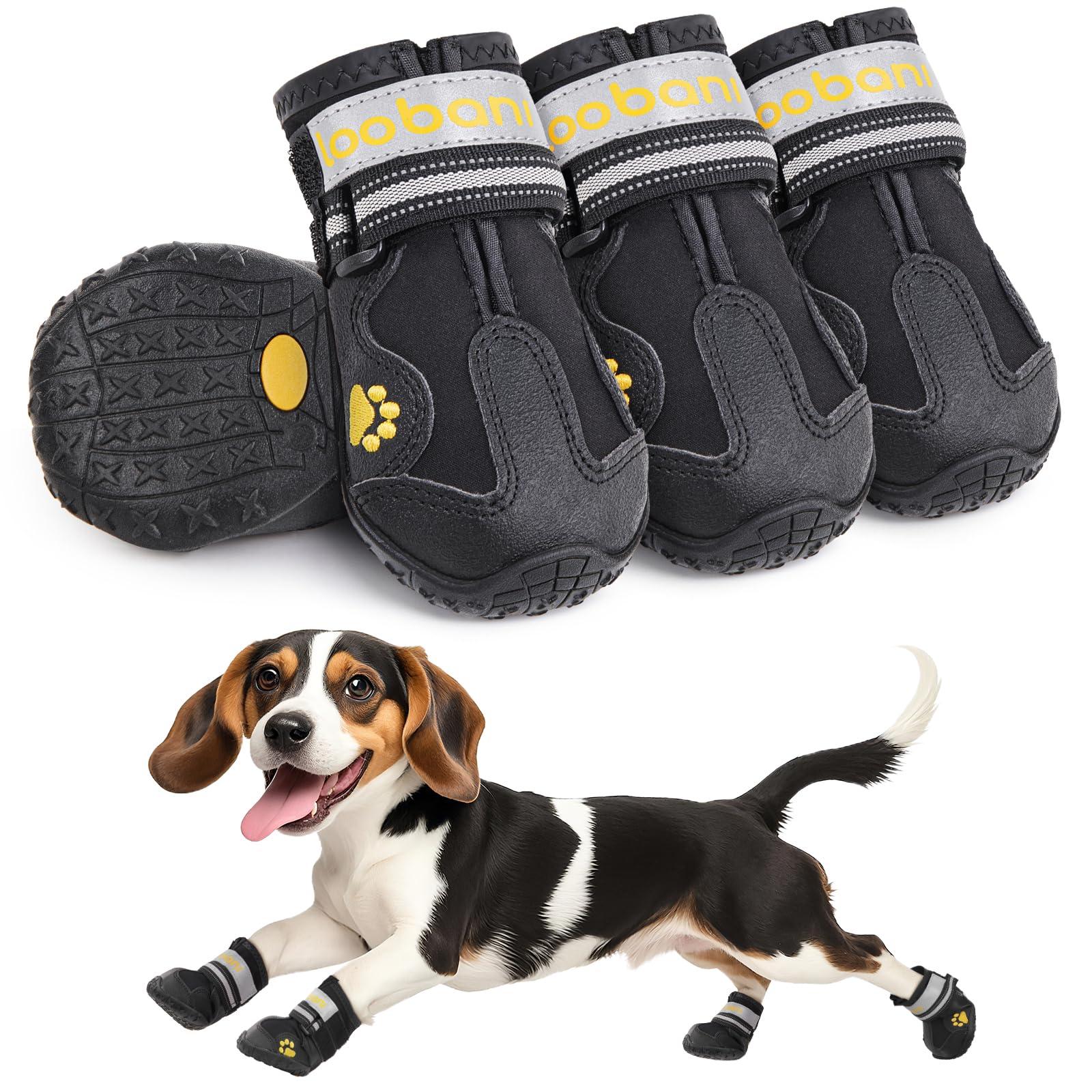 Photo 1 of LOOBANI Medium Dog Shoes for Hot Pavement - Anti-Slip Dog Boots & Paw Protectors for Hardwood Floors, Waterproof Dog Shoes Large Size Dogs for Senior Dog Rain Summer Outdoor Hiking Walking, Size 5