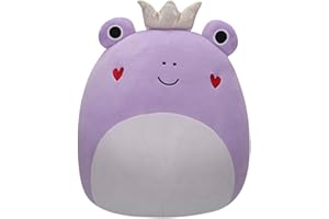 Squishmallows Original 14-Inch Francine Purple Frog with Heart Cheeks and Gold Crown - Official Jazwares Large Plush