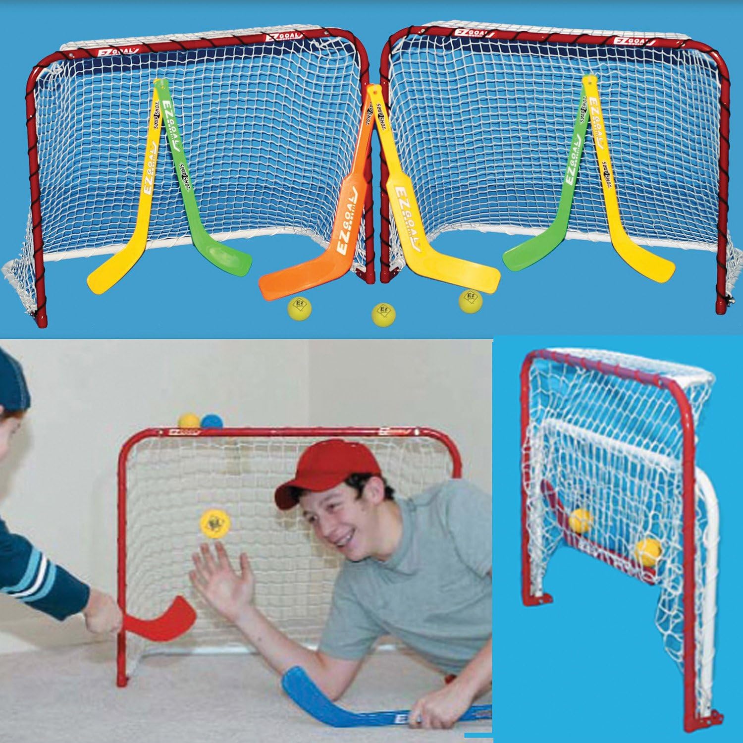 EZGoal Double Mini Folding Goal, Red/White : Hockey Goals : Sports & Outdoors