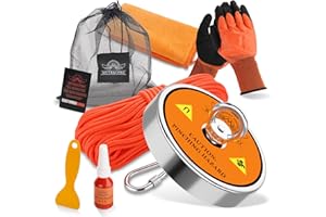 Mytracpro Fishing Magnet Kit 1300 lb, Single Sided Magnet Fishing Kit with High with 20m (65 Foot) Durable Rope, Powerful Magnets for Fishing and Magnetic Recovery Salvage