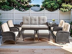 HUMMUH 8-Piece Outdoor Patio Furniture PE Wicker