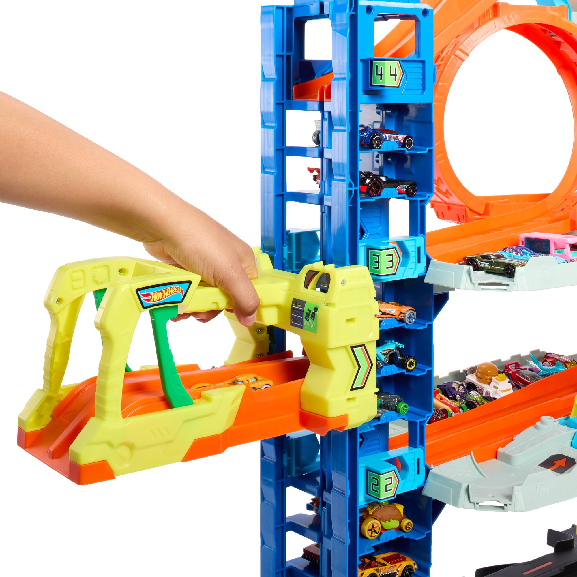 Hot Wheels City Ultimate Garage Track Set with 2 Die-Cast Toy Cars & Car-Eating Dragon, Stores 50+ Vehicles, 4 Levels