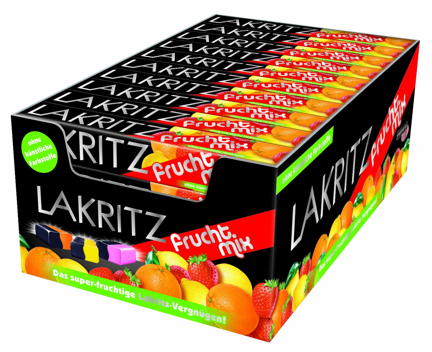 Lakritz-Toffee Fruchtmix Kaubonbon Display mit 40 Stangen, 1er Pack (1 ...