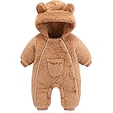 AiWMGL Newborn Baby Bear Outfit Suit Girls Boys Fleece Jumpsuit Romper Hooded Coat Winter Clothes Outwear Snowsuit