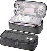 WEMATE Large Pencil Case Canvas 9x4.3x2.4in 5 Compartments Grey