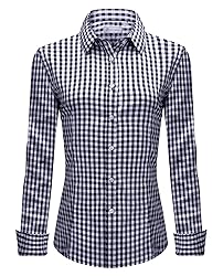 siliteelon Button Down Plaid Shirts for Women Long