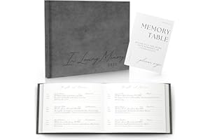 PAIGE MCRAE HOME & DECOR Funeral Guest Book for 2025 Celebration Of Life Memorial Service - Leather Memory Book for Funeral Guests to Sign In with Condolence Memory Table Sign & Back Pocket - Gray Guestbook