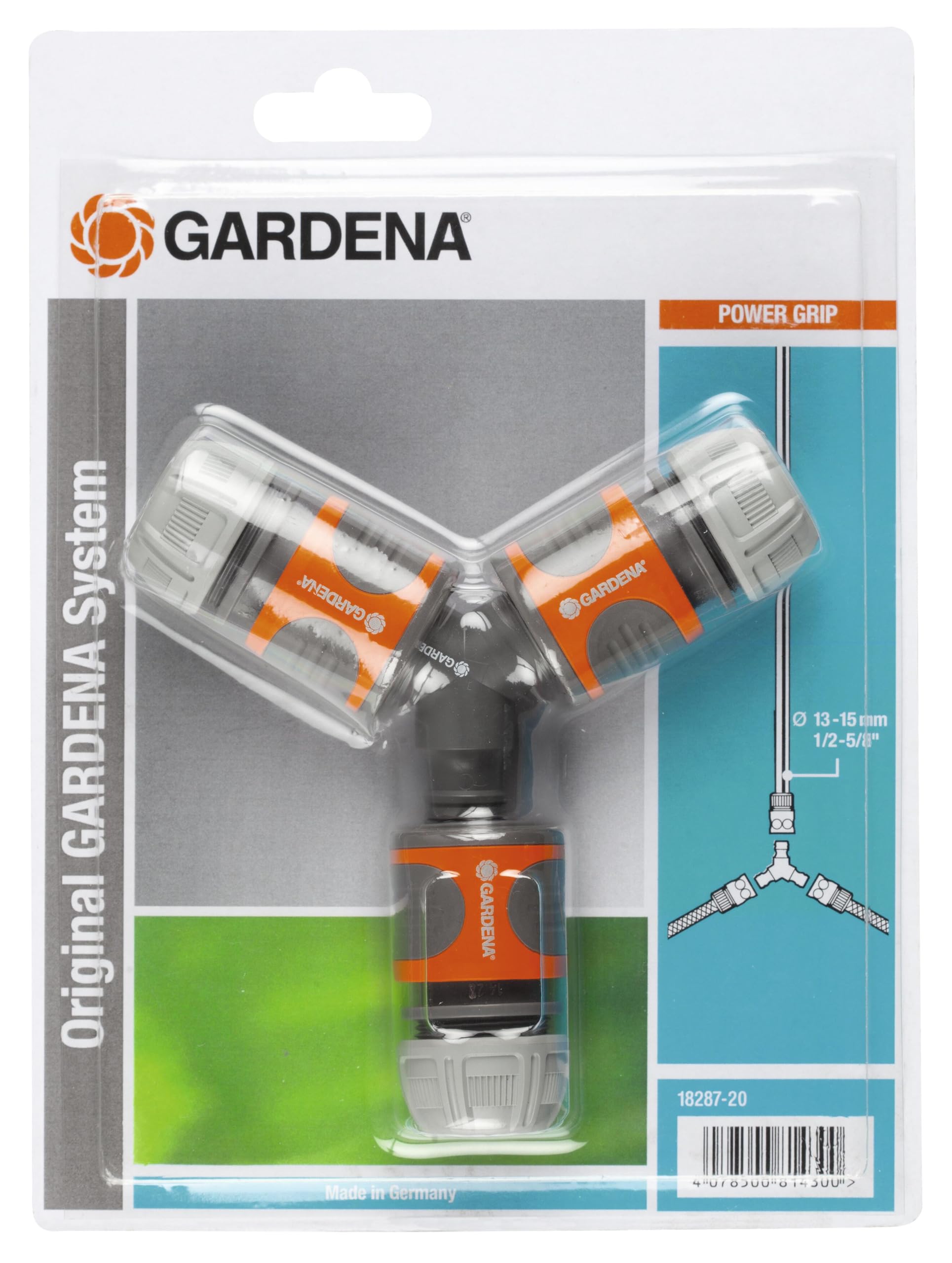 Gardena Branch Set for 13 mm (1/2 inch) - and 15 mm (5/8 inch) - Water Hoses: Waterproof Branch connectors for a Simple Water Division (18287-20)