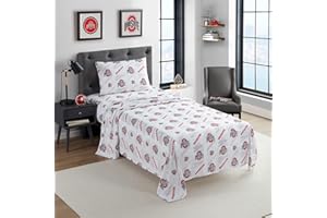 NORTHWEST Officially Licensed Ohio State Buckeyes NCAA Queen Size Sheet Set – Team Logo Bedding for College Dorms, Basketball & Football Fans, Fan Caves & Game Day Decor