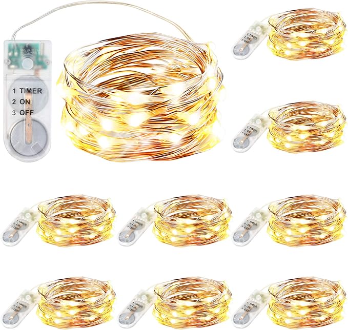 9 Pack Upgraded Fairy String Lights with Timer, 7.2Ft 20 LED Fairy