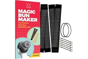 Hawwwy Premium 2 Piece Snap-and-Roll Hair Tool - Magic Bun Maker with Hair Ties, Bobby Pins for Updos, French Twists - Black