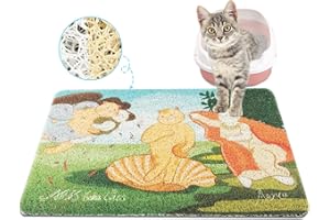 PAKEWAY Cat Litter Trapping Mat 16 x 24inch Pet Food Feeding Mat, Door Mat Easy to Clean Non Slip, Original Design Artist Cat Litter Mat Inspired by Famous Paintings