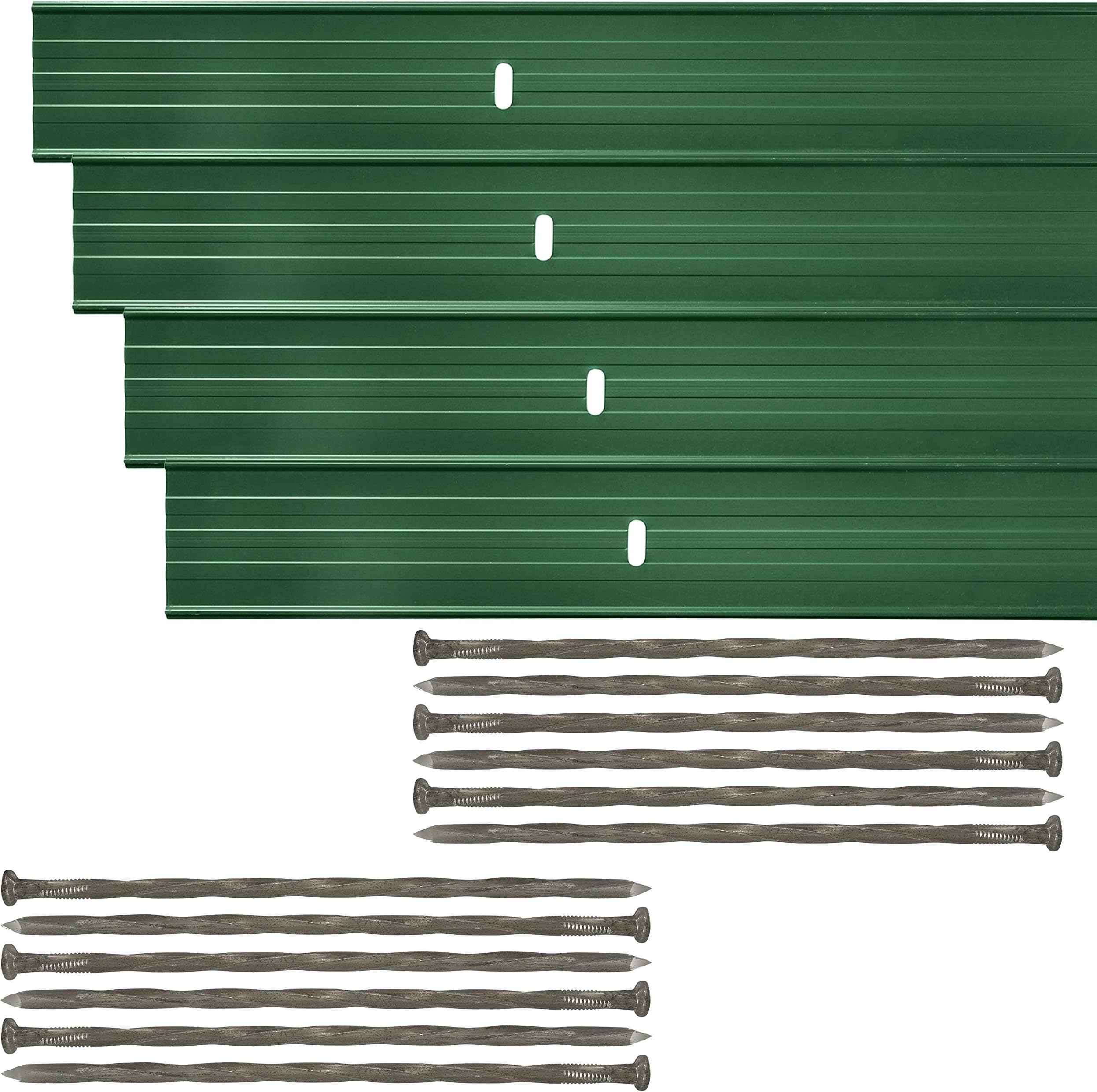 Dreamscape E-Z Edge Aluminum Landscape Edging - 4 Strips, 6ft Each (24ft Total), Green Painted - Professional Quality Landscaping Border, Metal Divider for Lawn, Garden, Flowerbed
