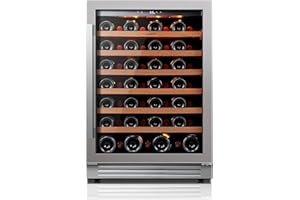 Ca'Lefort 24 Inch Wine Fridge, 54 Bottle Wine Cooler Refrigerator, 40-65°F Wine Refrigerator Glass Door, 3 LED Wine Fridge, Built-in or Freestanding Wine Fridge for Home/Bar/Kitchen (5.65 cu.ft)