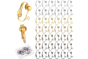 Kenning 42 Pieces Clip-On Earring Converter with Easy Open Loop Brass Clip-On Earring Converter Component Earring Clips Conve