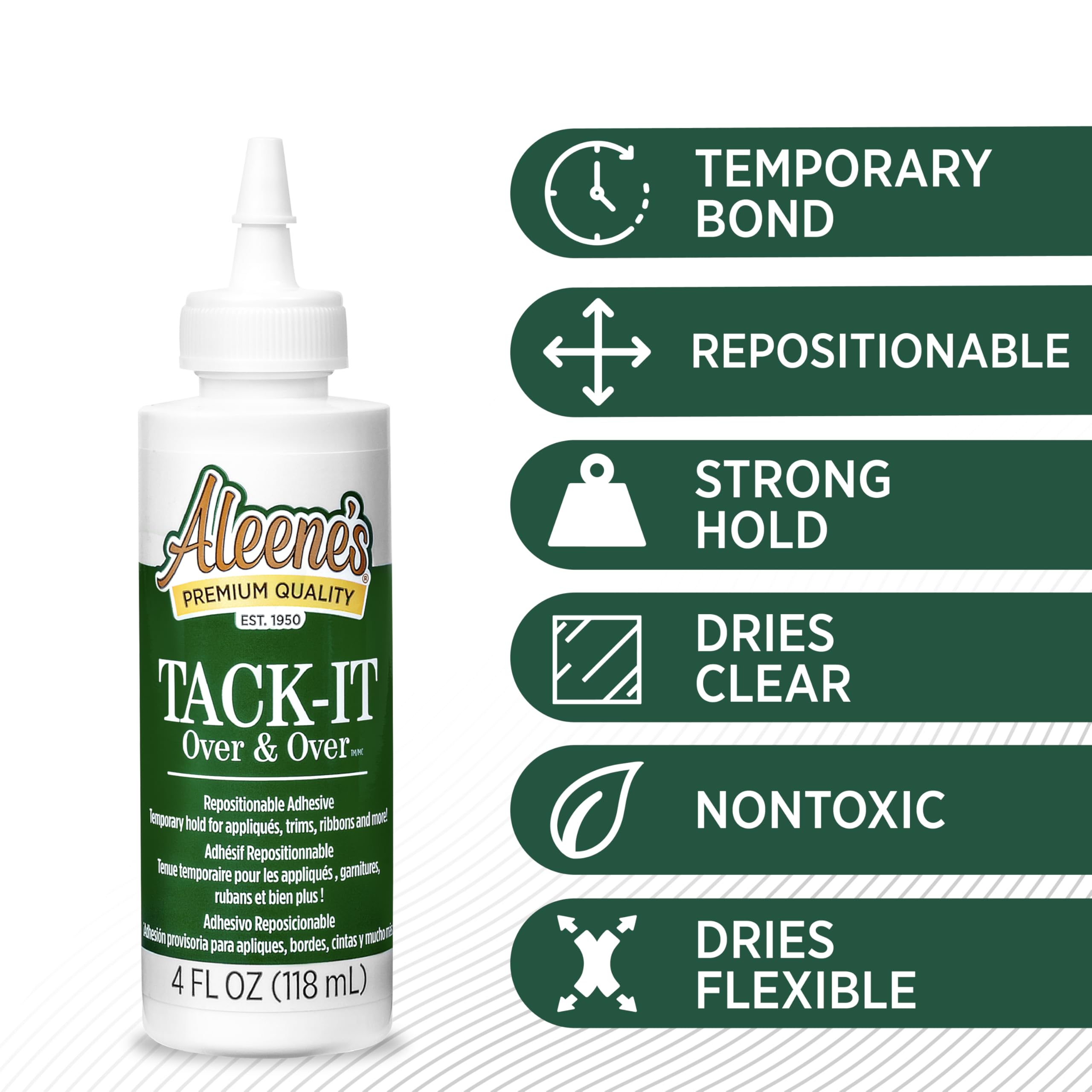 Aleene's Tack-It Over & Over Liquid Glue 4 fl oz, Repositionable and Removable Adhesive, Clear