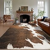 plumlik Cowhide Rug Area Rugs for Living Room, 6x9 Cow Print Rug Machine Washable for Bedroom Dining Room Western Home Decor Non-Slip Low Pile Indoor Floor Carpet