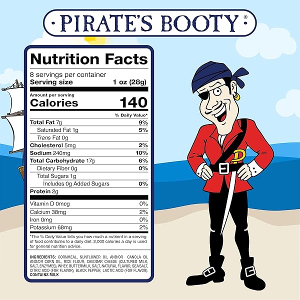 PIRATE’S BOOTY CRUNCH ATTACK, WHITE CHEDDAR CHEESE PUFFS, KIDS SNACKS FOR LUNCH BOX, GLUTEN FREE, 8OZ GROCERY SIZE BAG
