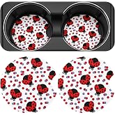 Hadnves 2 PCS Car Cup Holder Coaster Cute Ladybug Cup Coasters 2.75 in Universal Size Anti Slip Neoprene Rubber Automotive Cups Holder Decal Decor Interior Accessories Ladybug Gifts for Women and Men