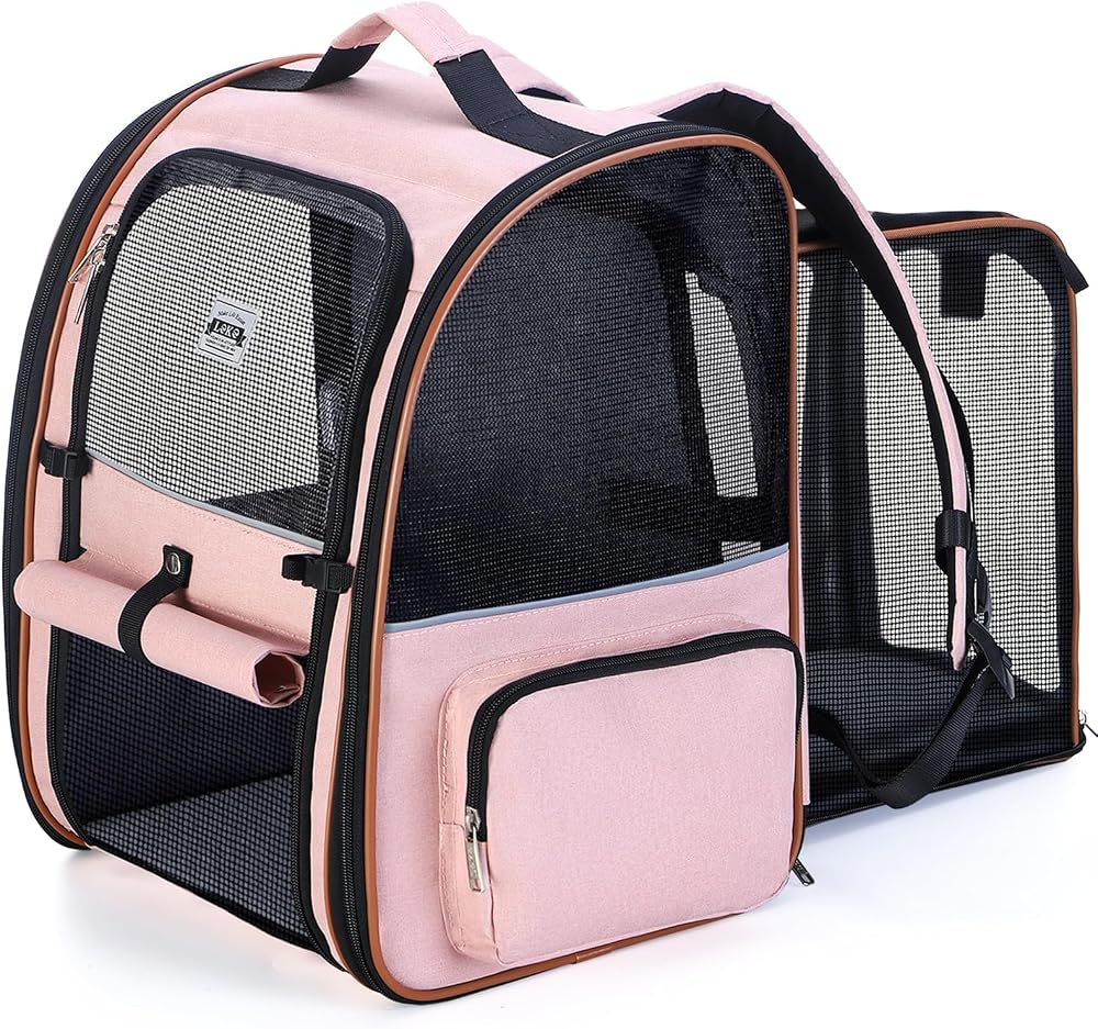 Lekesky Large Cat Carrier Backpack Expandable Pink L 25 Lbs Pet Carrier
