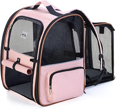 Lekesky Large Cat Carrier Backpack Expandable Pink L 25 Lbs Pet Carrier