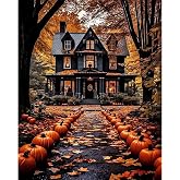 Landscape Paint by Number for Adults, Halloween Paint by Numbers for Adults | House Painting by Numbers for Gift Home Wall Decor (Halloween, 16x20 inch)