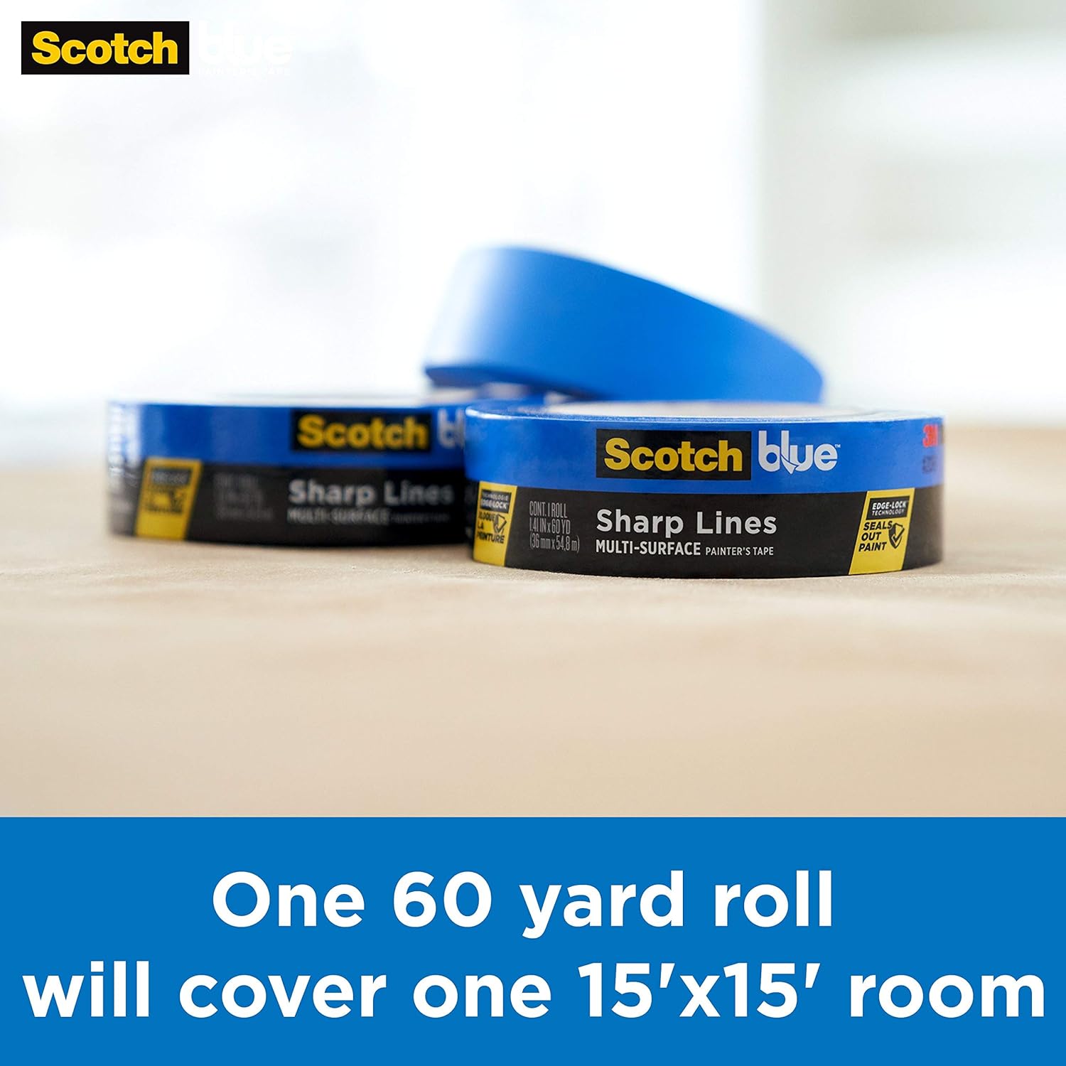 Scotch Painter's Tape 2093-36EC Sharp Lines Painter’s Tape, 1.41 in x 60 yds, Blue: Home Improvement