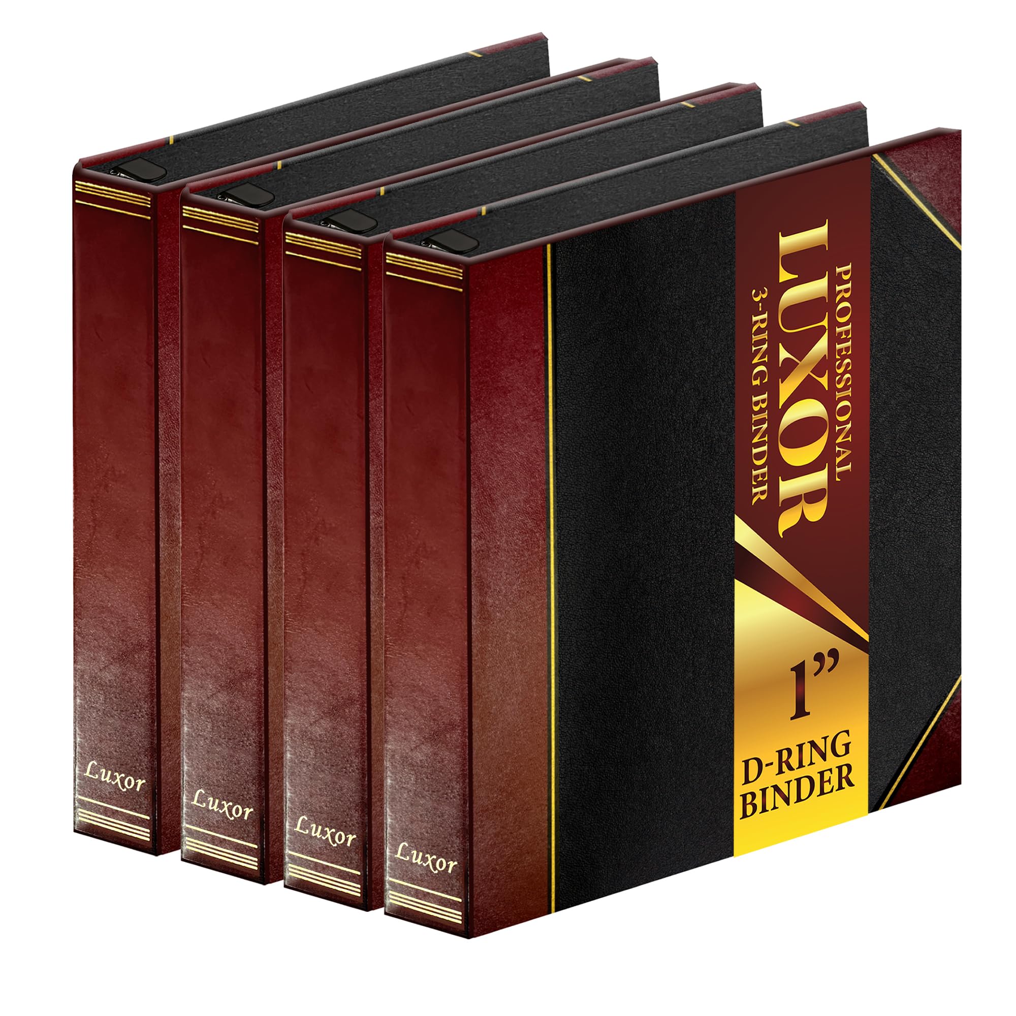 Photo 1 of Performore 4 Pack of Professional Luxor 3 Ring Binder 1 Inch Locking Slant Angle D-Rings, Maroon Turned Edge Flat, Durable Heavy Duty Presentation Folder Binder for Documents Paper Files Projects
