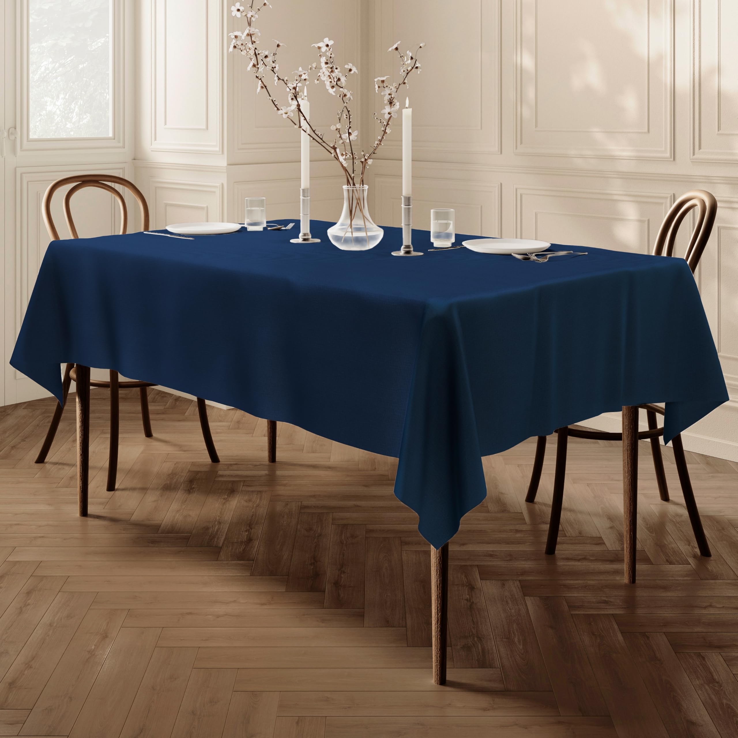 Home Direct Extra Large Rectangular Fabric Tablecloth 150x300cm 59"x118" Navy Blue — image 1