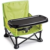 Summer by Bright Starts Pop 'N Sit Portable Booster Chair, Floor Seat, Indoor/Outdoor Use, Compact Fold, Green, 6 Mos - 3 Yrs