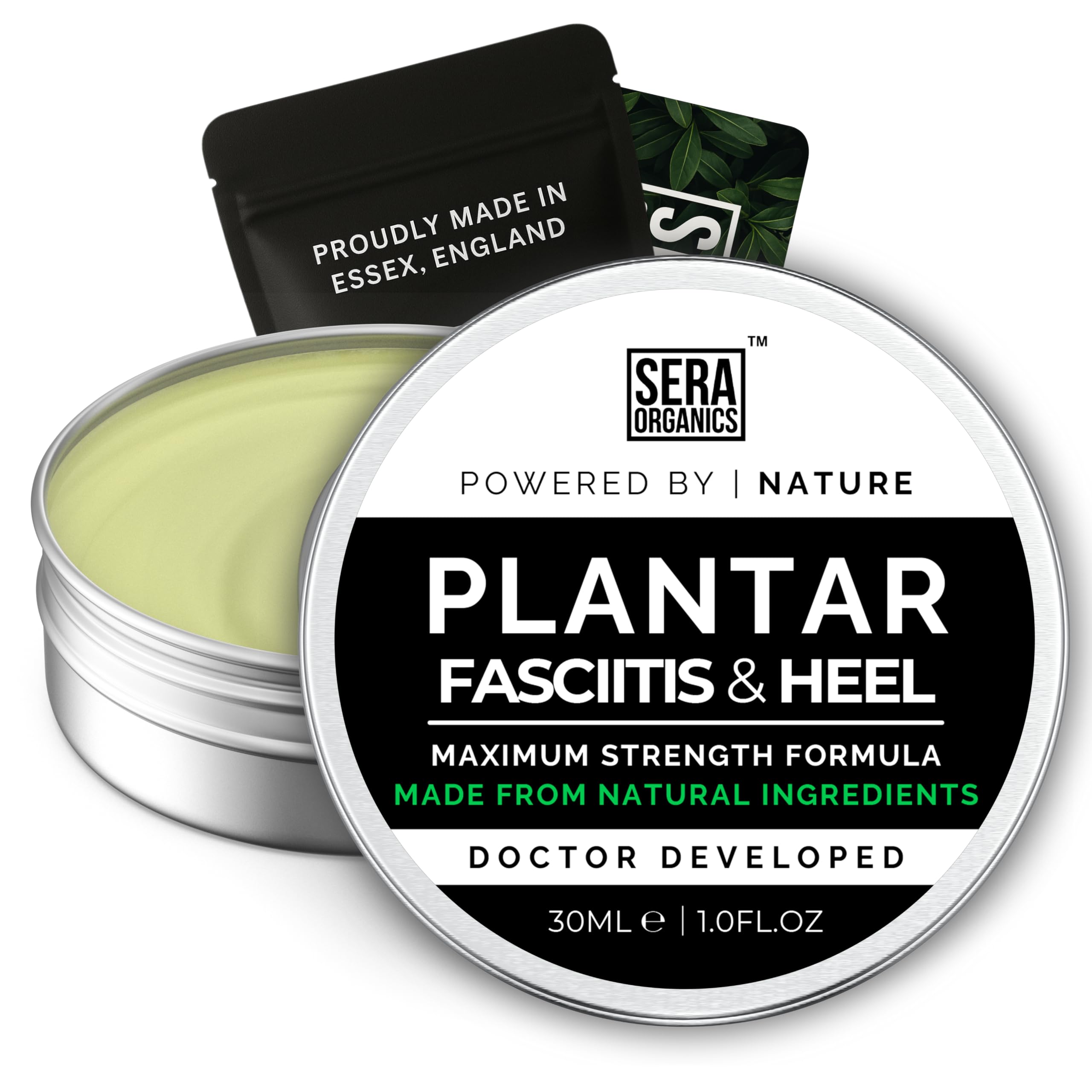 Plantar Fasciitis Relief & Heel Treatment | Maximum Strength Soothing Cream for Feet & Heel All-Natural Formula, Effective Soothing Plantar Fasciitis Relief - Made In the UK (30g) By Sera Organics