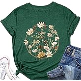 Women's T-Shirt Retro Flower Pattern Shirt Bohemian Short Sleeve T-Shirt Dandelion Wildflower Shirt Summer Casual Top