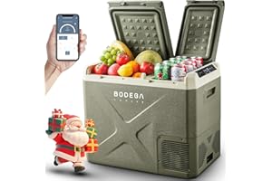 BODEGACOOLER 12V Portable Refrigerator, 42Quart (40L) Dual Zone Car Refrigerator, RV Car Fridge APP Control, -4℉-68℉Portable Freezer 12/24V DC 100-240V AC for Outdoor Camping Travel Vehicles Home Use